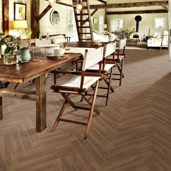 Kahrs Redwood Herringbone LVT Flooring Photo Lifestyle Dining Room